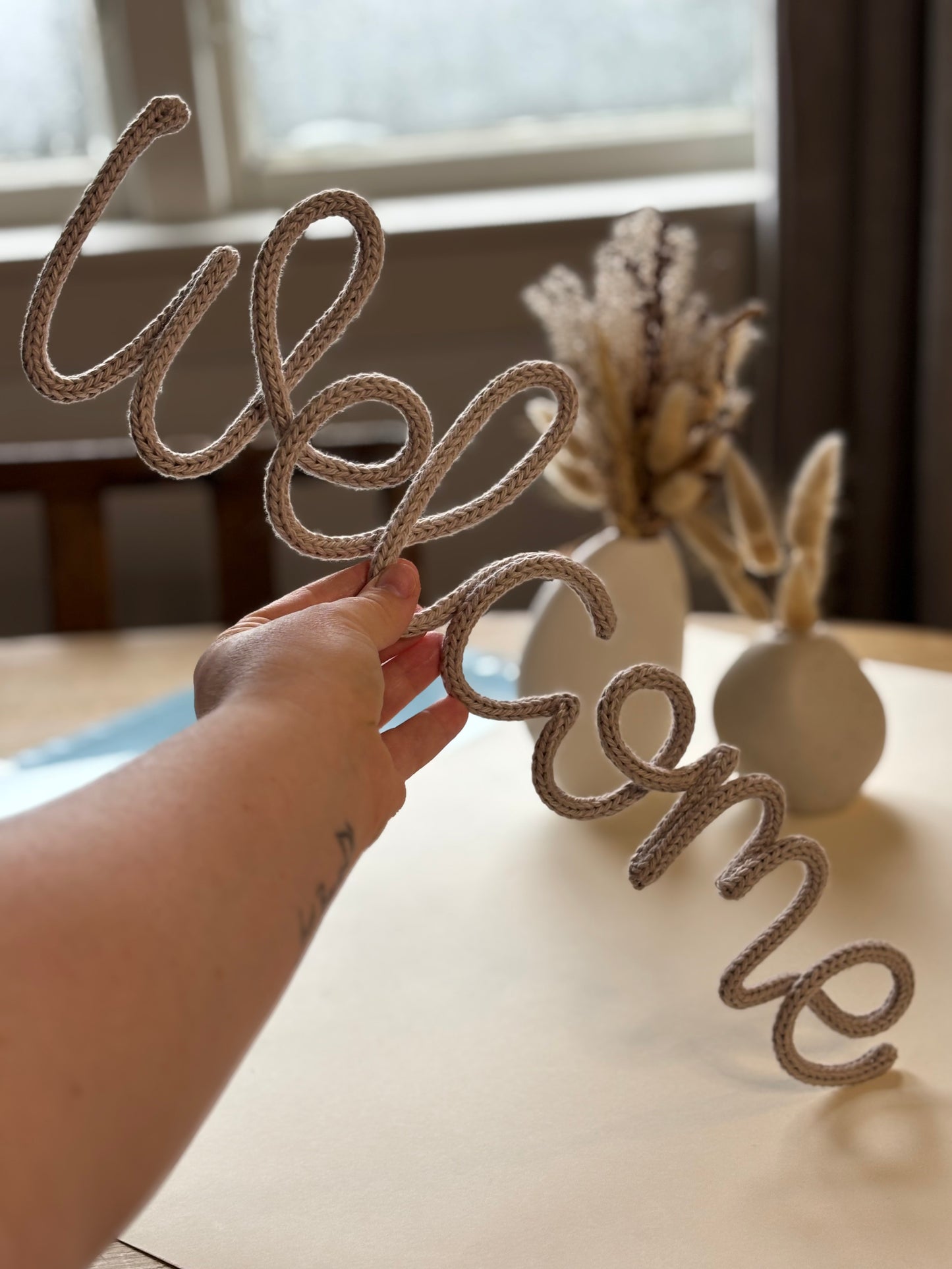 Knitted wire words